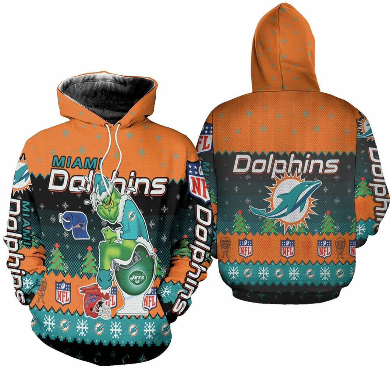 Christmas Dolphins Grinch In Toilet Christmas Knitting Pattern Sweatshirt 3d T Shirt Hoodie Sweater Jersey Hoodie