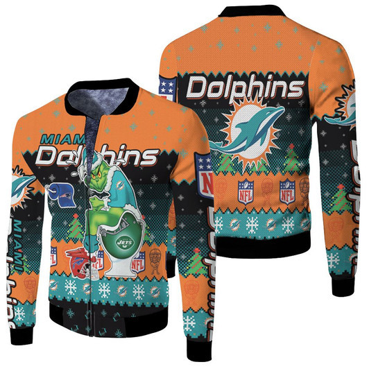 Christmas Dolphins Grinch In Toilet Christmas Knitting Pattern Sweatshirt Fleece Bomber Jacket