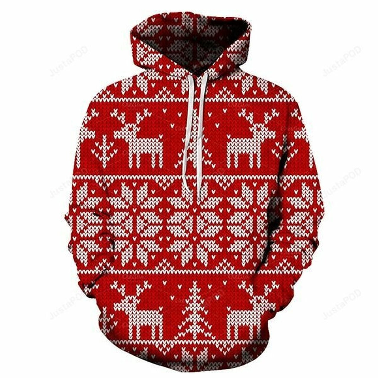 Christmas Elk And Snowflake 3d All Over Print Hoodie