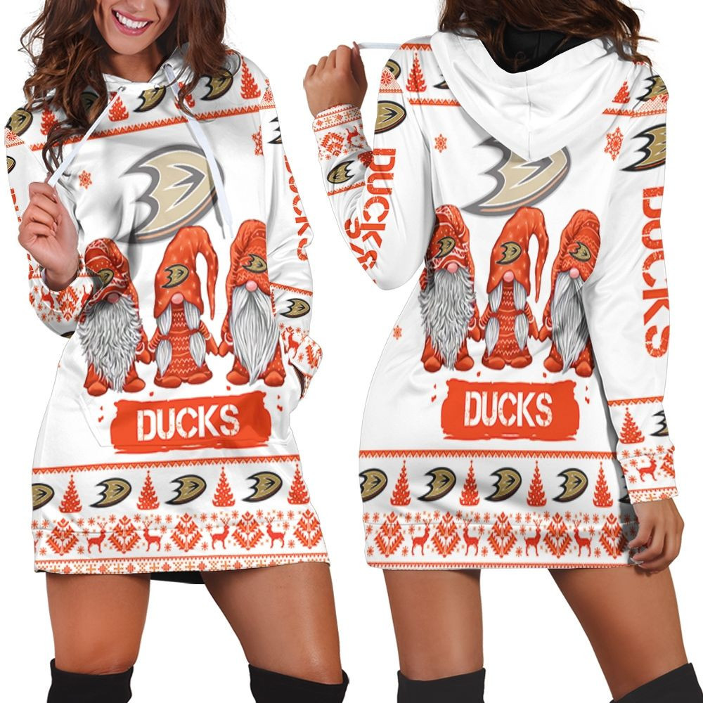 Christmas Gnomes Anaheim Ducks Ugly Sweatshirt Christmas 3d Hoodie Dress For Women