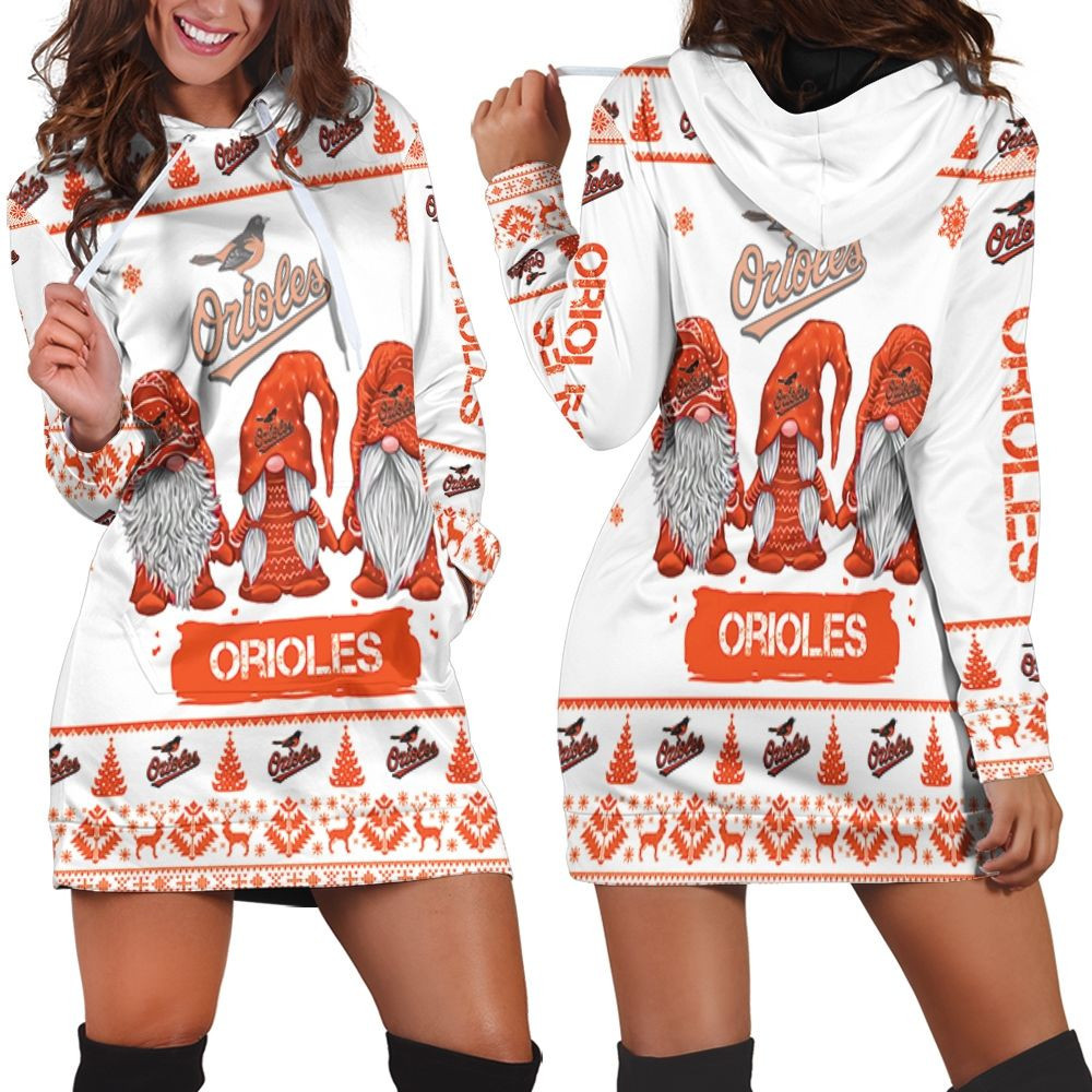 Christmas Gnomes Baltimore Orioles Ugly Sweatshirt Christmas 3d Hoodie Dress For Women