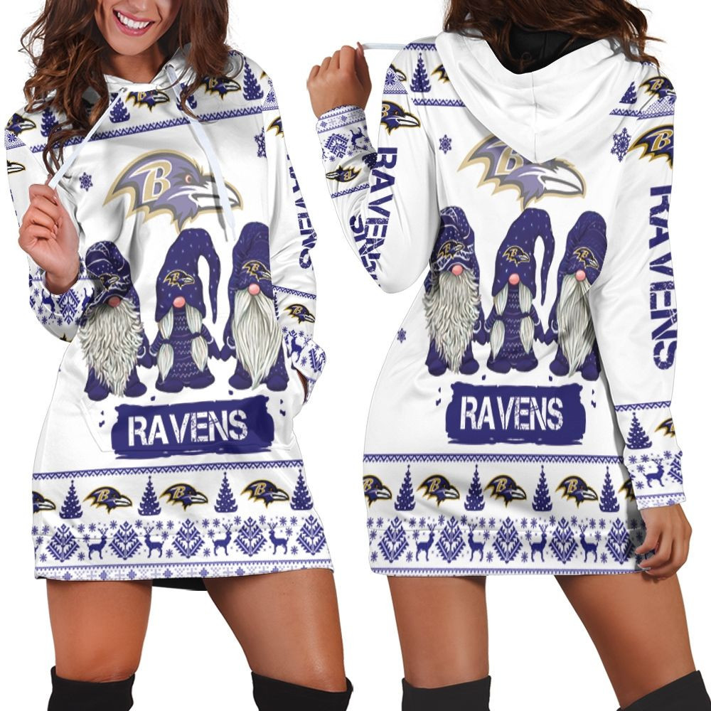 Christmas Gnomes Baltimore Ravens Ugly Sweatshirt Christmas 3d Hoodie Dress For Women