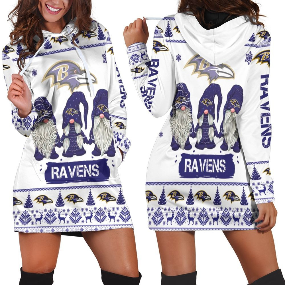 Christmas Gnomes Baltimore Ravens Ugly Sweatshirt Christmas 3d Hoodie Dress Sweater Dress Sweatshirt Dress