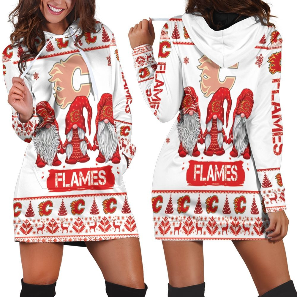Christmas Gnomes Calgary Flames Ugly Sweatshirt Christmas 3d Hoodie Dress For Women