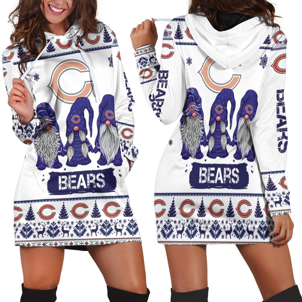 Christmas Gnomes Chicago Bears Ugly Sweatshirt Christmas 3d Hoodie Dress For Women