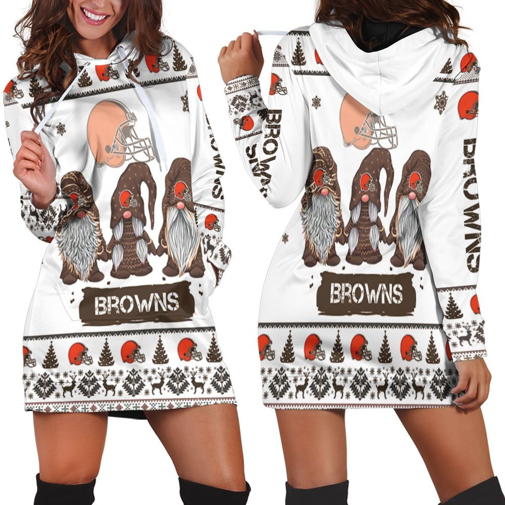Christmas Gnomes Cleveland Browns Ugly Sweatshirt Christmas 3d Hoodie Dress For Women