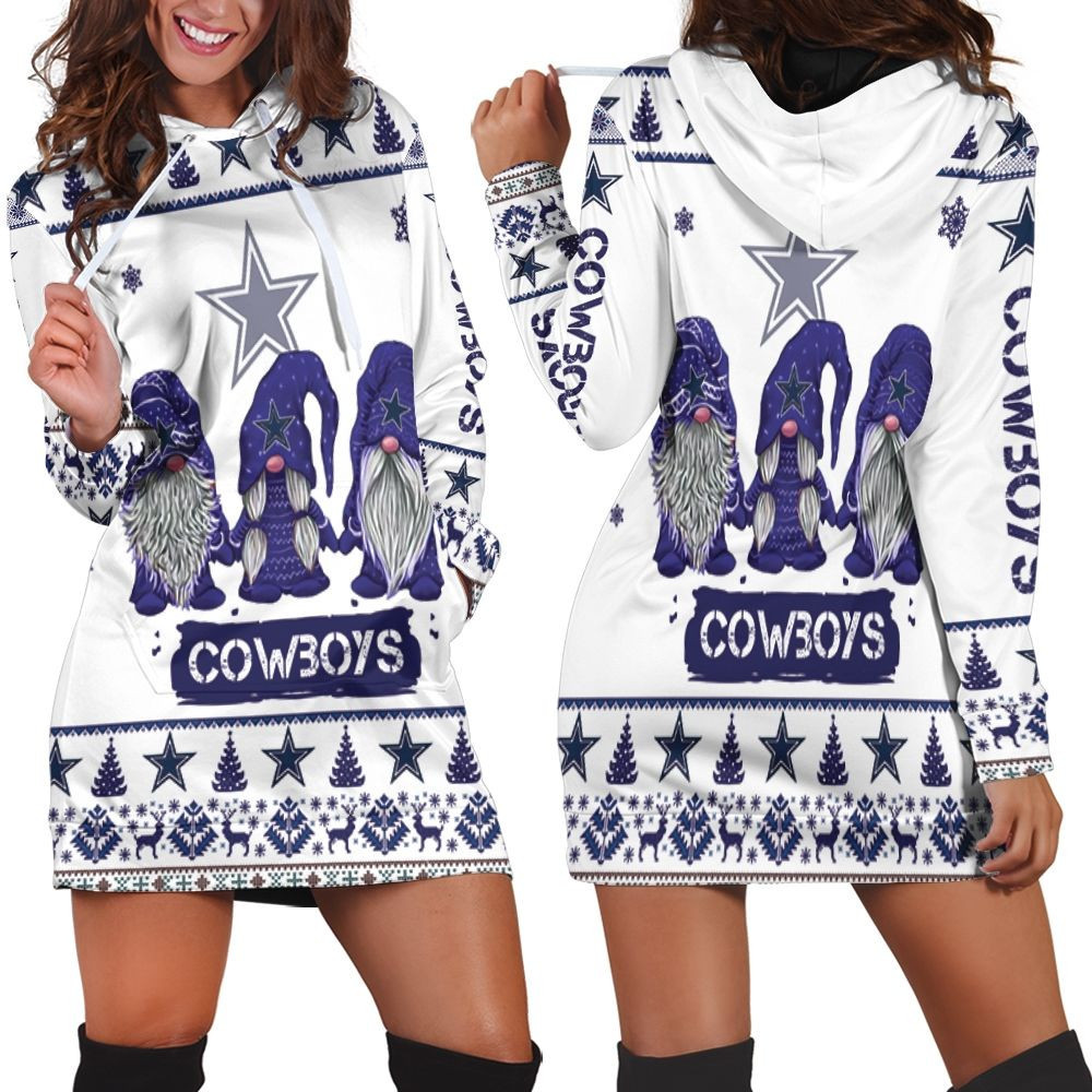 Christmas Gnomes Dallas Cowboys Ugly Sweatshirt Christmas 3d Hoodie Dress For Women