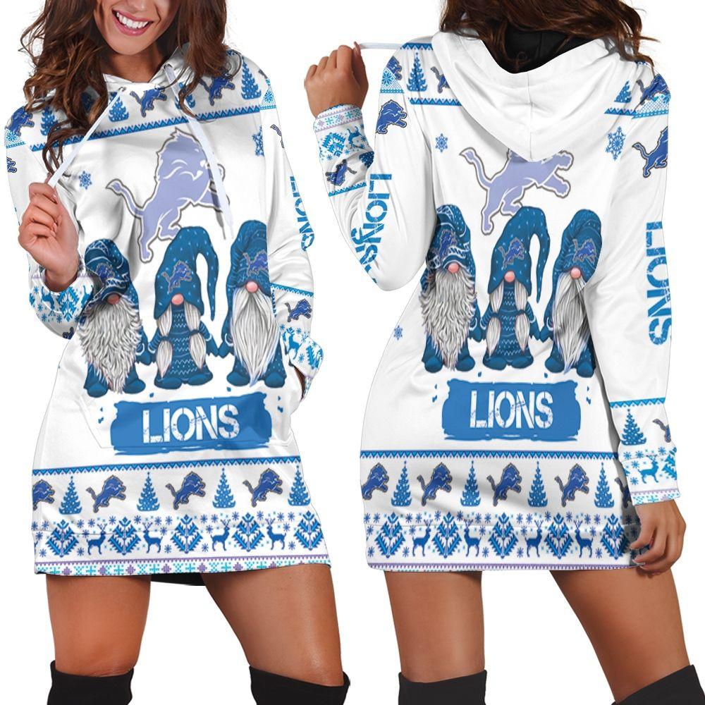 Christmas Gnomes Detroit Lions Ugly Sweatshirt Christmas 3d Hoodie Dress For Women