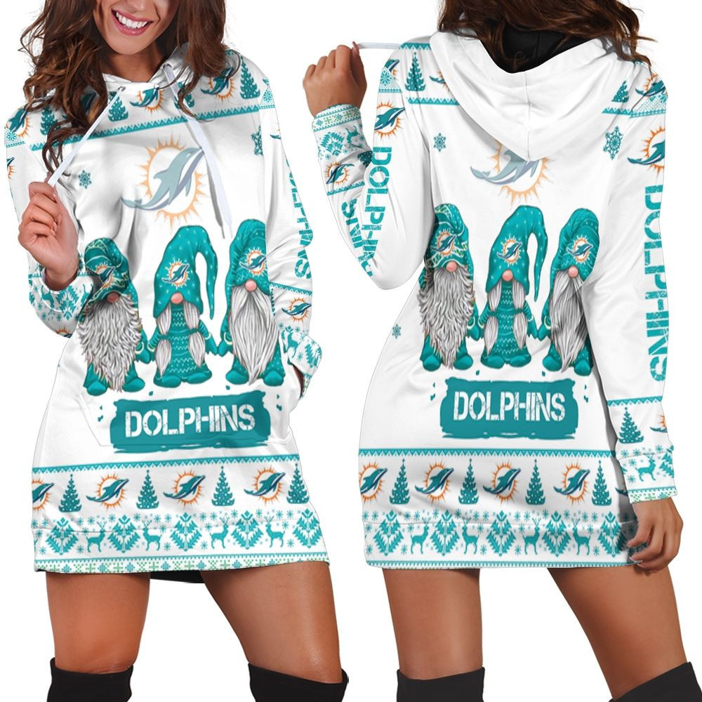 Christmas Gnomes Dolphins Ugly Sweatshirt Christmas 3d Hoodie Dress For Women