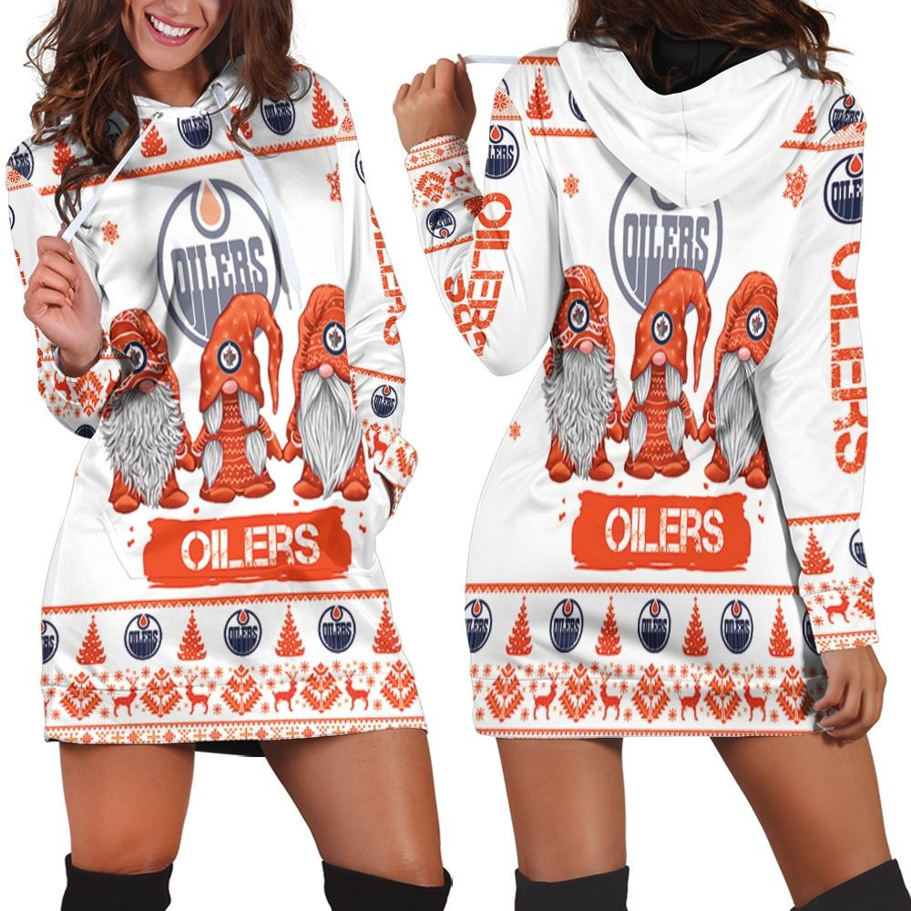 Christmas Gnomes Edmonton Oilers Ugly Sweatshirt Christmas 3d Hoodie Dress For Women