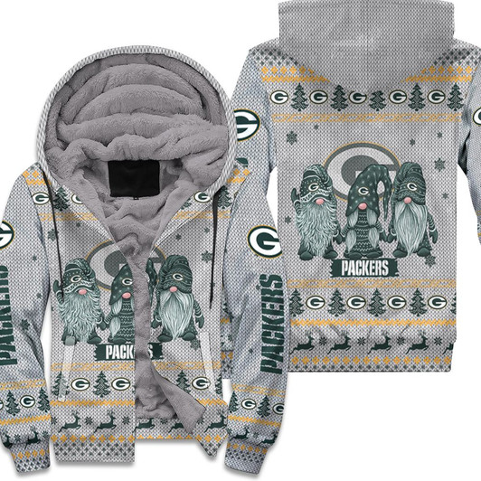 Christmas Gnomes Green Bay Packers Ugly Christmas 3D Fleece Hoodie