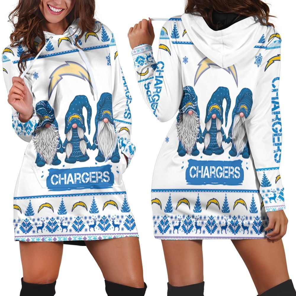 Christmas Gnomes Los Angeles Chargers Ugly Sweatshirt Christmas 3d Hoodie Dress For Women