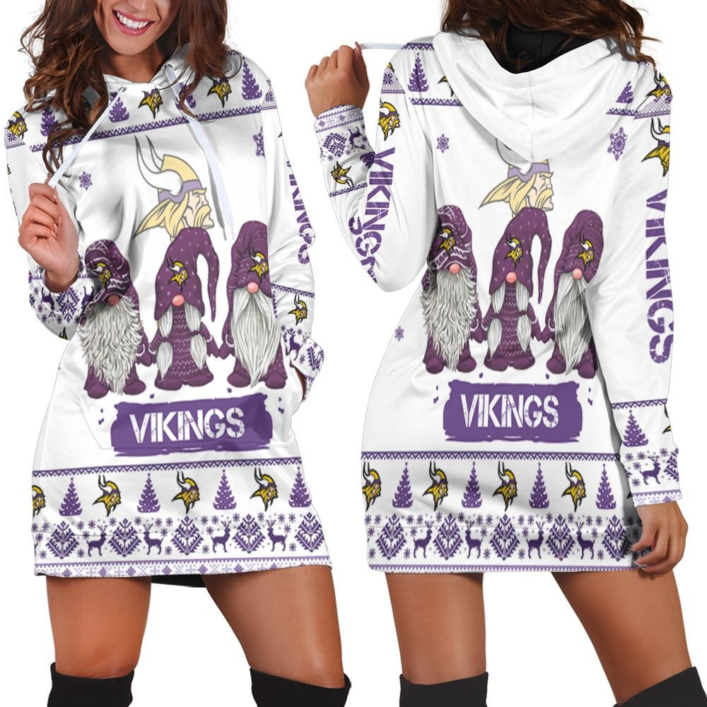 Christmas Gnomes Minnesota Vikings Ugly Sweatshirt Christmas 3d Hoodie Dress Sweater Dress Sweatshirt Dress