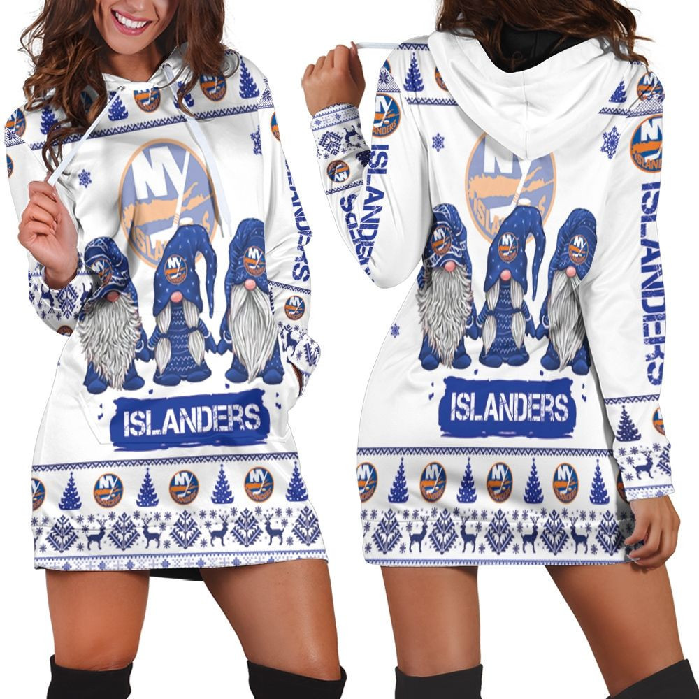 Christmas Gnomes New York Islanders Ugly Sweatshirt Christmas 3d Hoodie Dress Sweater Dress Sweatshirt Dress