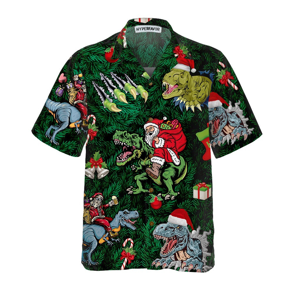 Christmas Holiday With T-Rex Hawaiian Shirt Funny Dinosaur Christmas Shirt Best Xmas Gift Idea