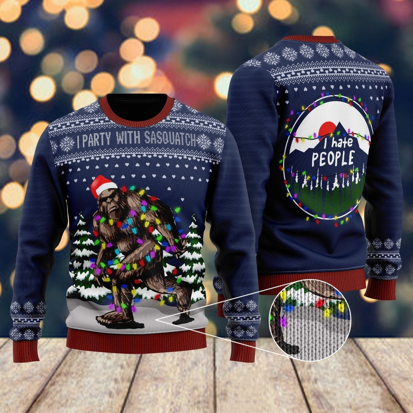 Christmas I Party With Sasquatch Camping Knitting Pattern Christmas Ugly Christmas Sweater Ugly Sweater For Men Women