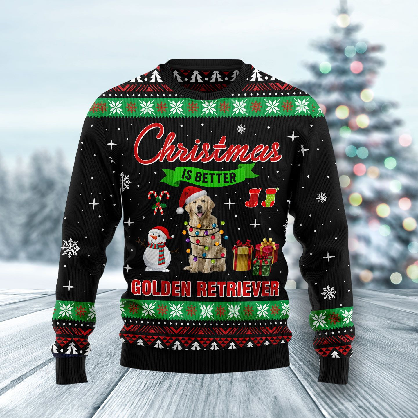 Christmas Is Better With Golden Retriever Ugly Christmas Sweater Ugly Sweater For Men Women
