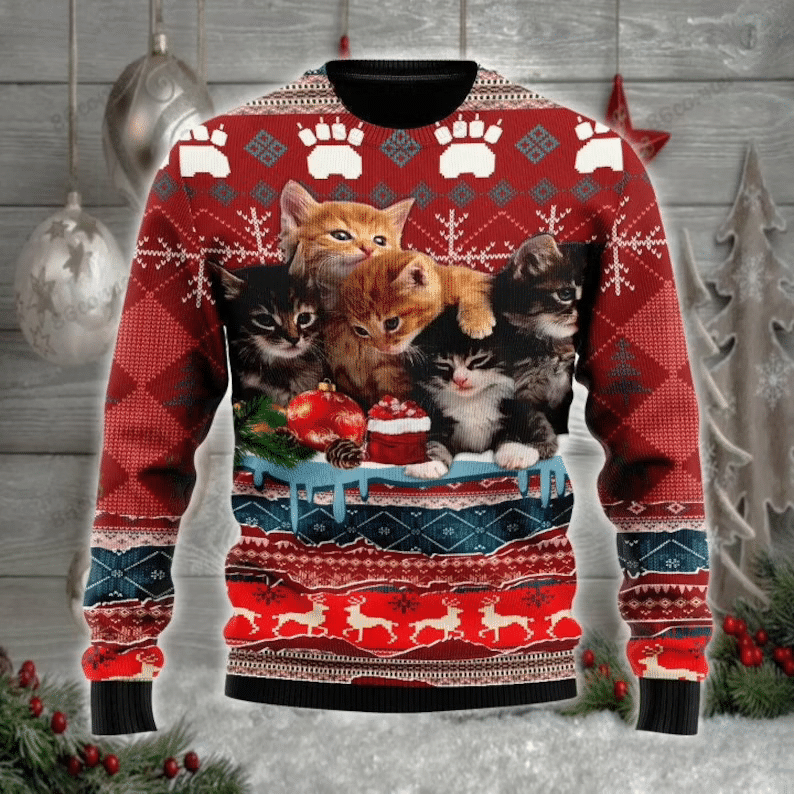 Christmas Kitty Ugly Christmas Sweater Ugly Sweater For Men Women