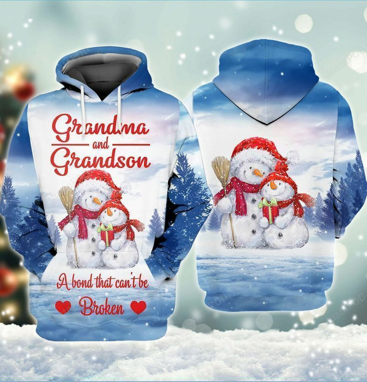 Christmas Love My Grandma And Grandson A Bond That Cant Be Broken 3d All Over Print Hoodie