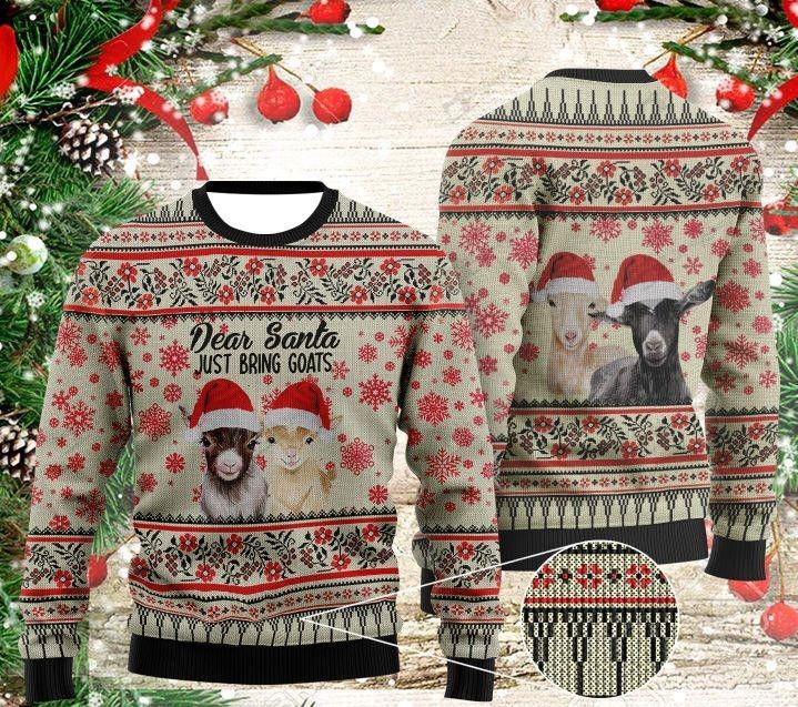 Christmas Time Dear Santa Just Bring Goats Ugly Christmas Sweater Ugly Sweater For Men Women