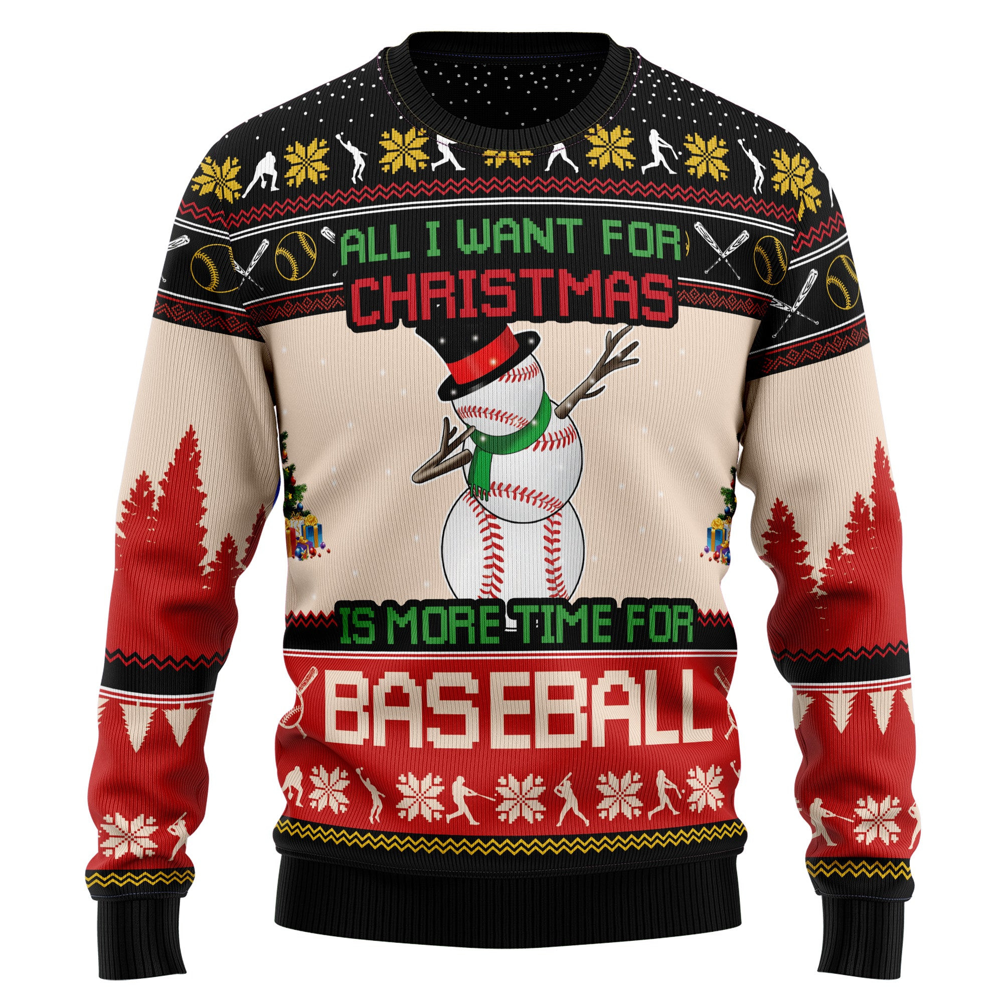 Christmas Time For Baseball Ugly Christmas Sweater