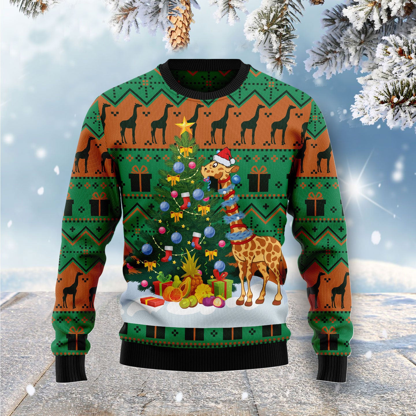 Christmas Tree Giraffe Ugly Christmas Sweater, Ugly Sweater For Men Women, Holiday Sweater