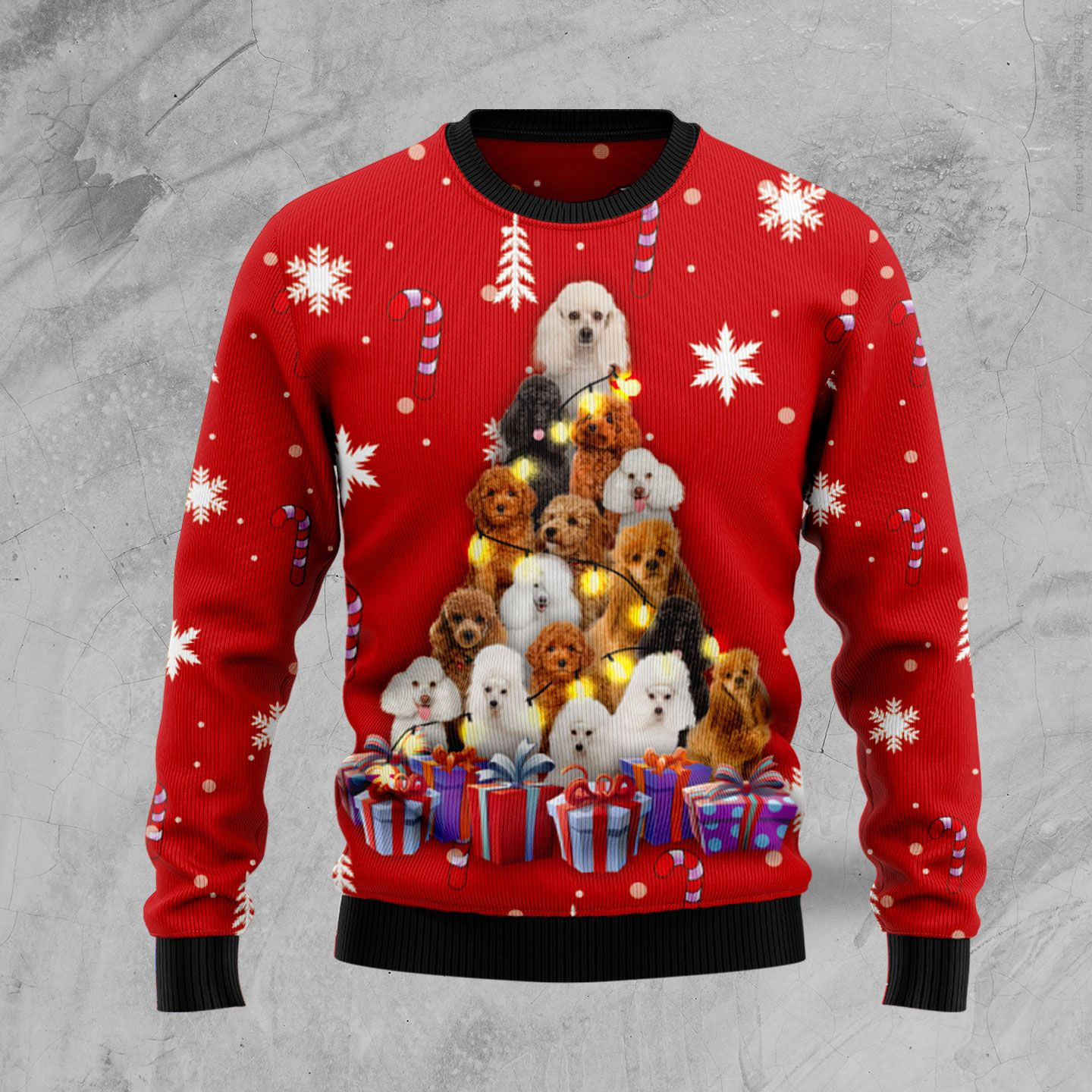 Christmas Tree Poodle Ugly Christmas Sweater Ugly Sweater For Men Women