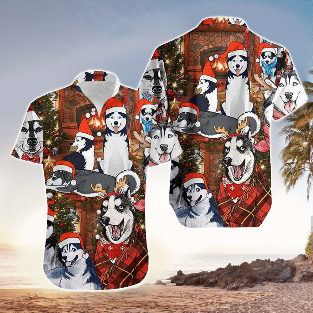 Christmas With Husky Hawaiian Shirt for Men and Women
