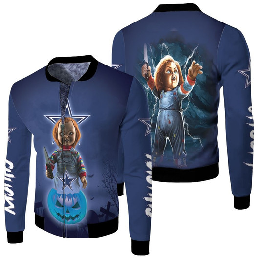 Chucky Childs Play Dallas Cowboys Killer Halloween Dark Blue Fleece Bomber Jacket