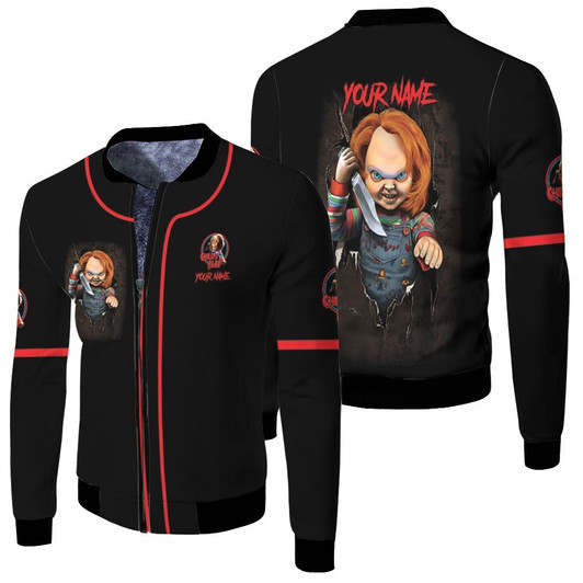 Chucky Childs Play Horror Killer Film Black Fleece Bomber Jacket