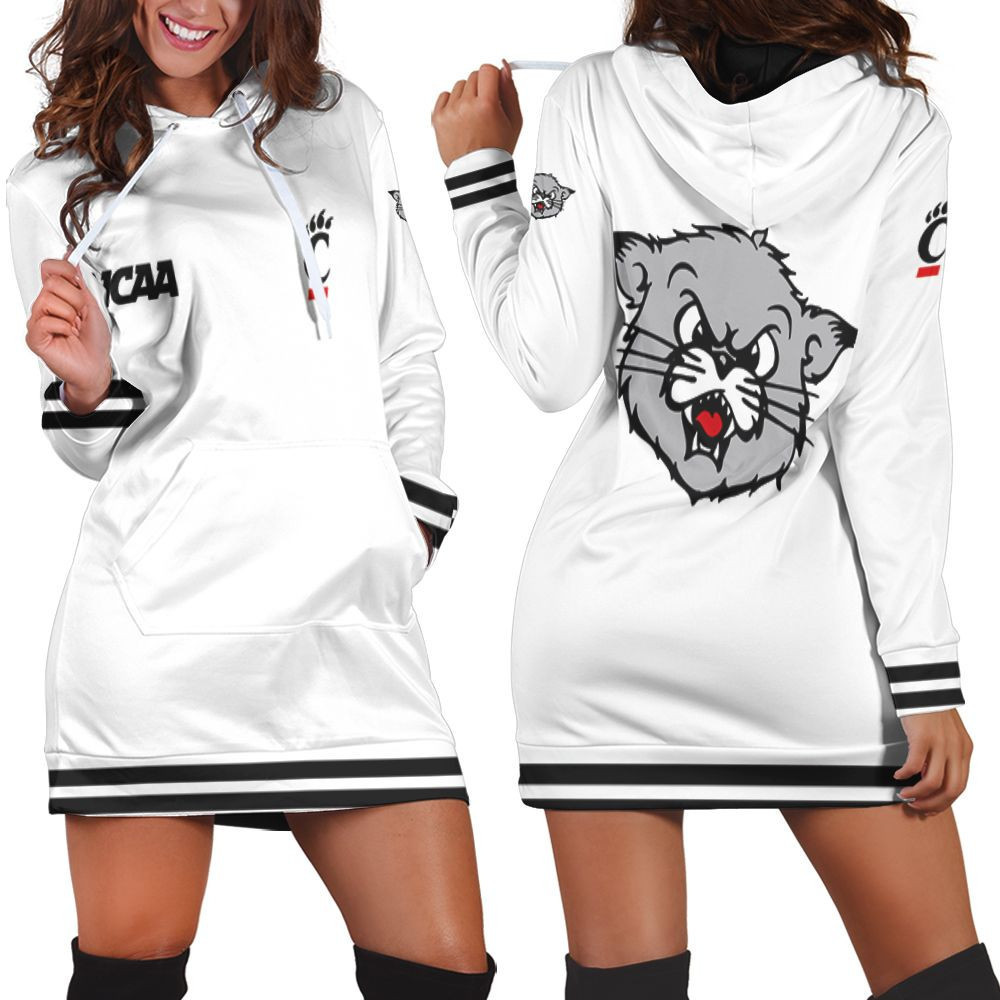 Cincinnati Bearcats Ncaa Classic White With Mascot Logo Gift For Cincinnati Bearcats Fans Hoodie Dress Sweater Dress Sweatshirt Dress