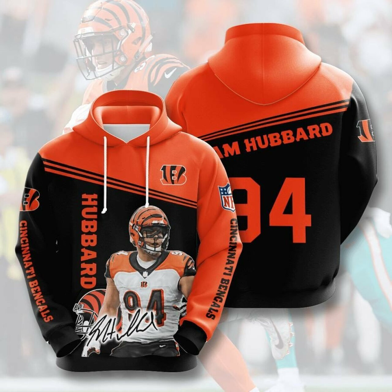 Cincinnati Bengals Sam Hubbard 3d All Over Print Hoodie