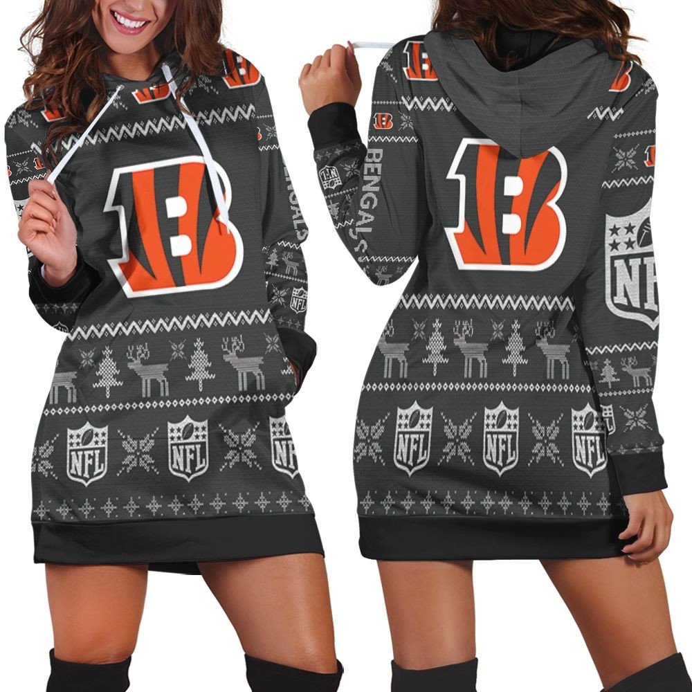 Cincinnati Bengals Ugly Sweatshirt Christmas 3d Hoodie Dress For Women