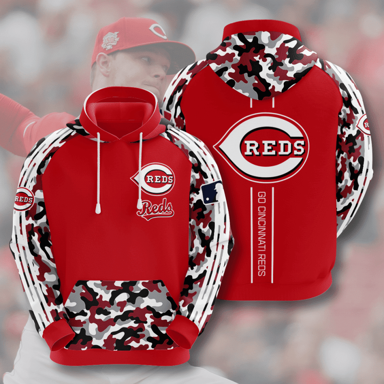 Cincinnati Reds 3d All Over Printed Hoodie