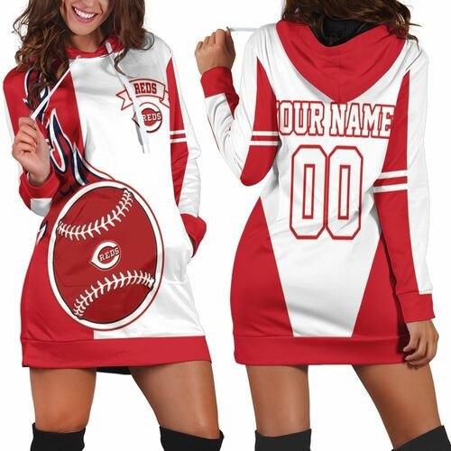 Cincinnati Reds 3d Hoodie Dress Sweater Dress Sweatshirt Dress