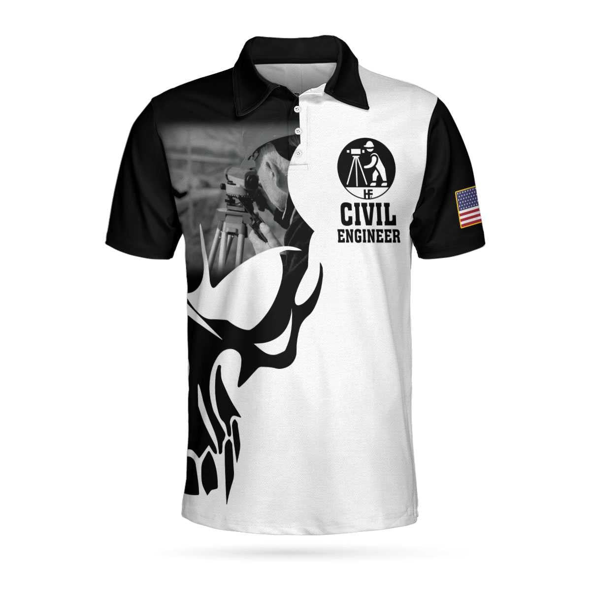 Civil Engineer Proud Skull Polo Shirt For Golf If You Think You Can Do My Job Shirt Best Engineer Shirt For Men