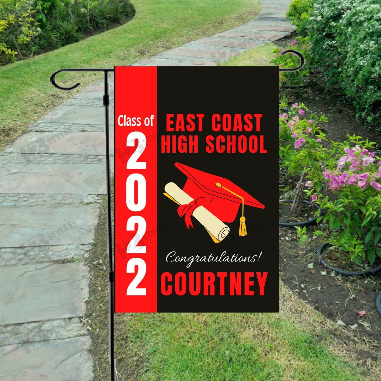 Class of 2022 Graduation flag customized with school and student name Senior 2022 Garden Flag House Flag