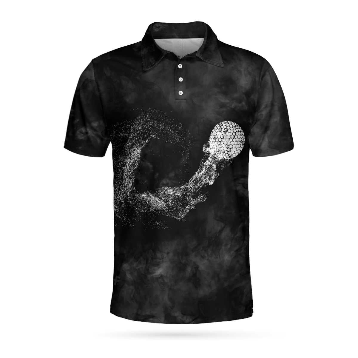 Classic Golf Ball On Smoke Background Polo Shirt Geometric Circle Dot Graphic Polo Shirt Best Golf Shirt For Men