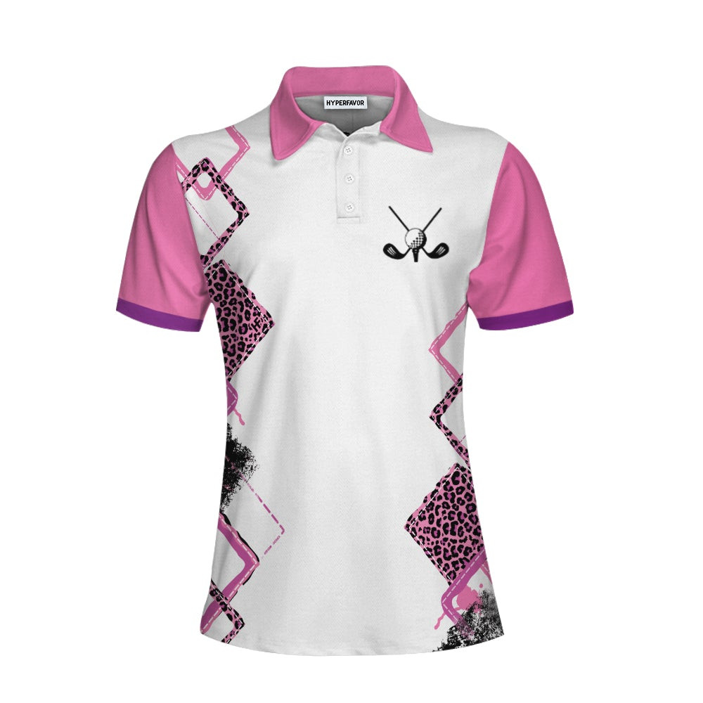 Classic Golf Lady White And Pink Golf Short Sleeve Women Polo Shirt Golf Shirt For Girls