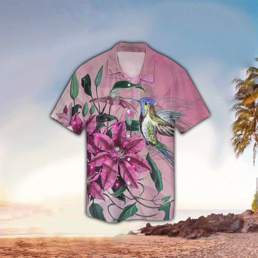 Clematis Humming Bird Hawaiian Shirt for Men and Women