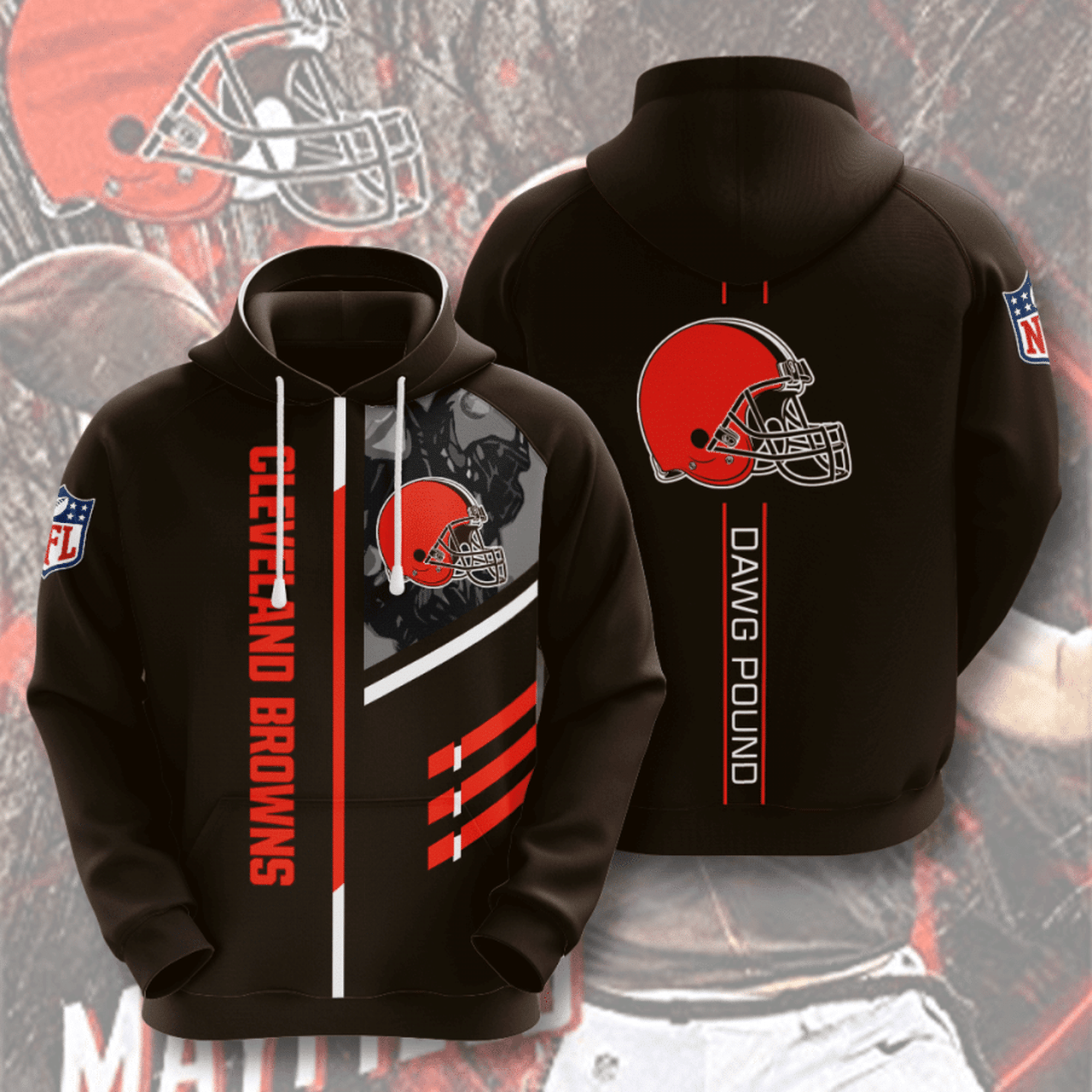 Cleveland Browns 3d All Over Printed Hoodie, Zip-up Hoodie