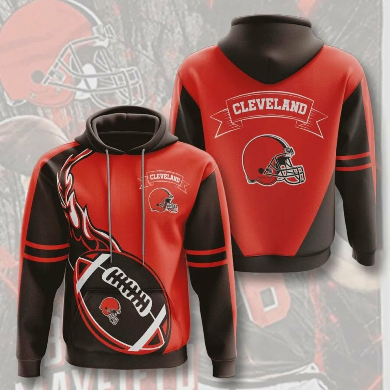 Cleveland Browns 3d All Over Printed Hoodie