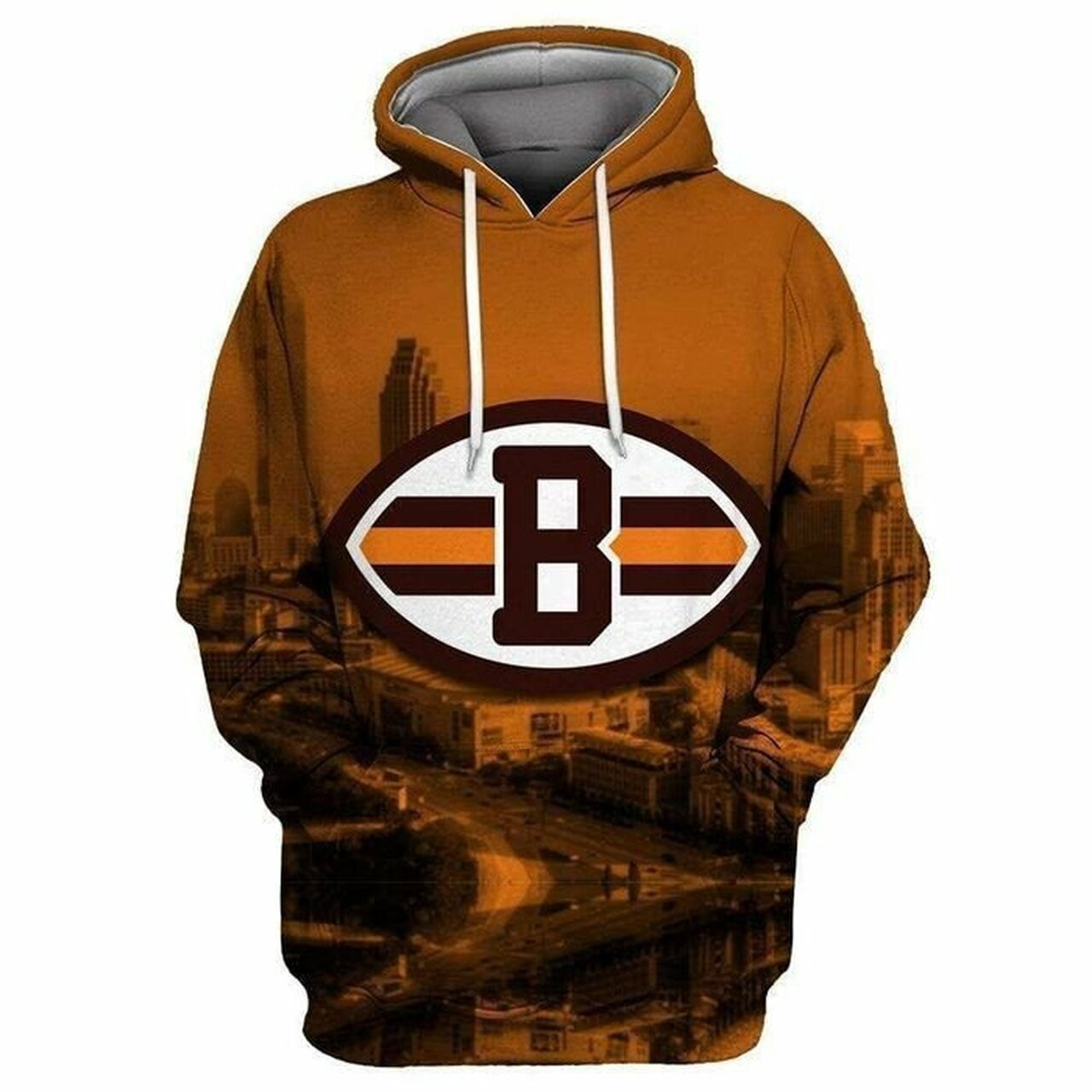 Cleveland Browns 3d Hooded Pocket Pullover Sweater Hoodie Perfect Gift