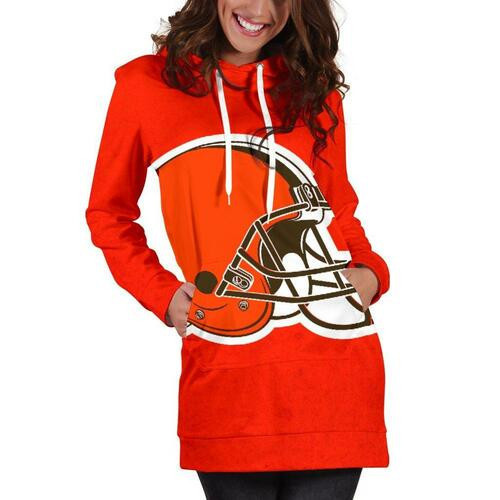 Cleveland Browns Hoodie Dress Sweater Dress Sweatshirt Dress 3d All Over Print For Women Hoodie