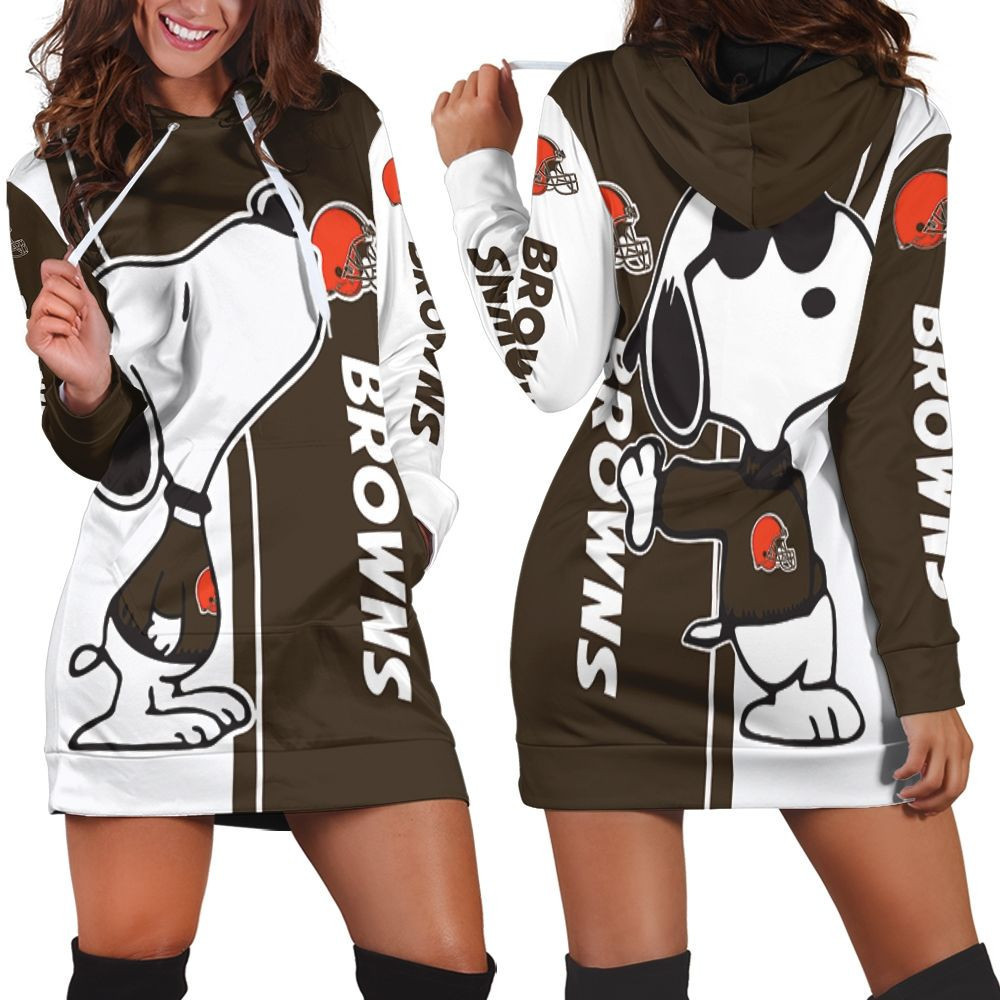 Cleveland Browns Snoopy Lover 3d Hoodie Dress Sweater Dress Sweatshirt Dress