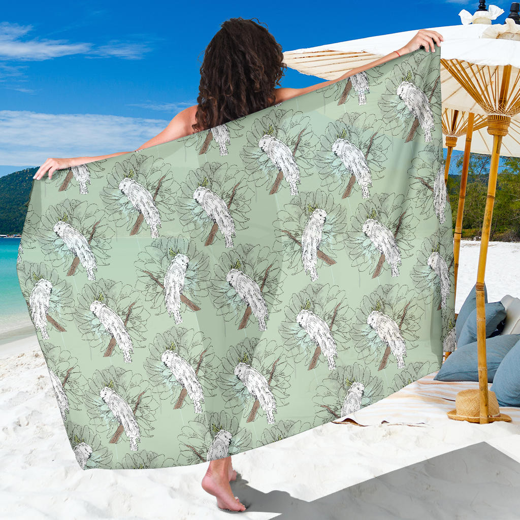 Cockatiel Pattern Print Sarong Cover Up Cockatiel Pareo Wrap Skirt Dress