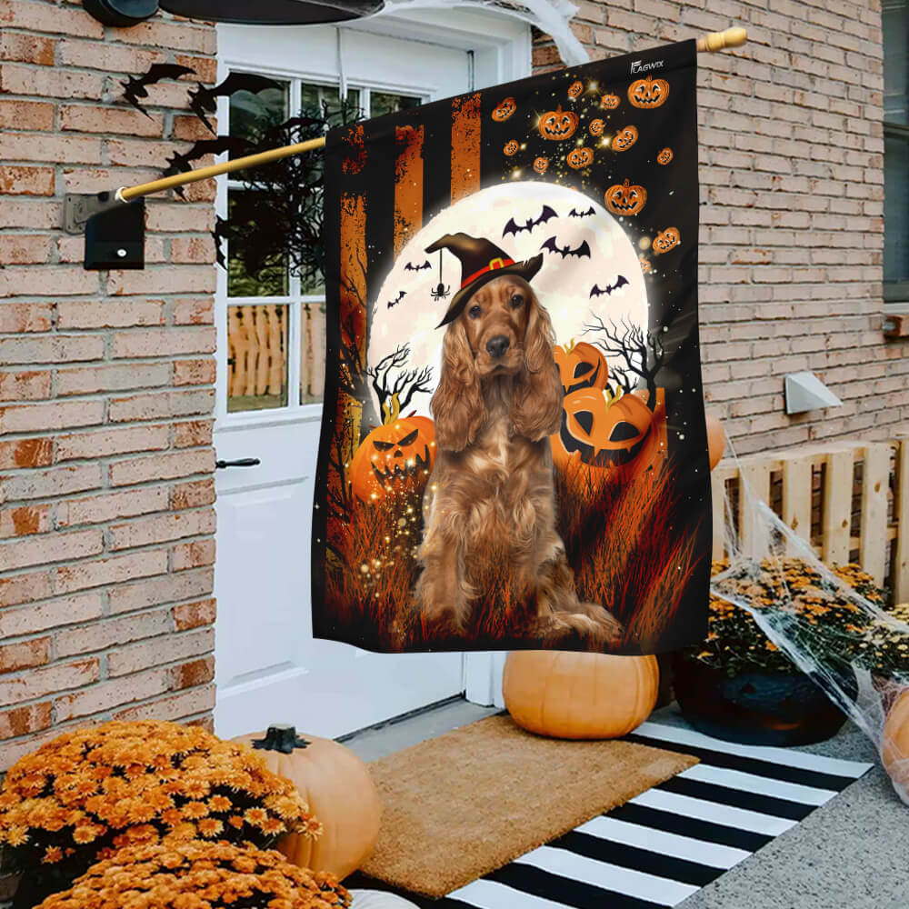 Cocker Spaniel Happy Halloween Flag Halloween Outdoor Decor Fall Yard House Decoration