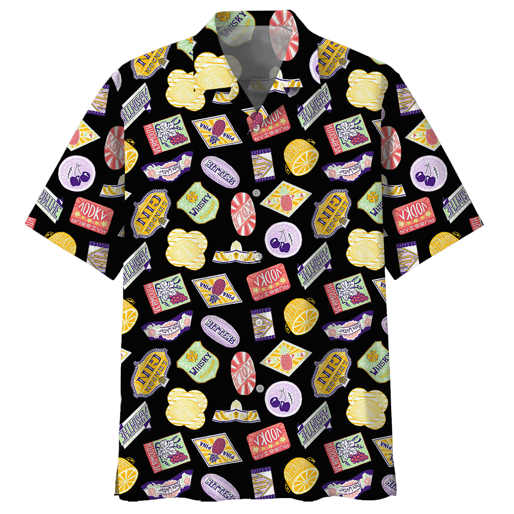 Cocktail Aloha Hawaiian Shirt Colorful Short Sleeve Summer Beach Casual Shirt For Men And Women