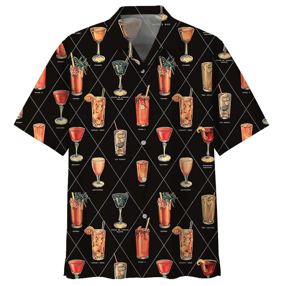 Cocktail Aloha Hawaiian Shirt Colorful Short Sleeve Summer Beach Casual Shirt For Men And Women