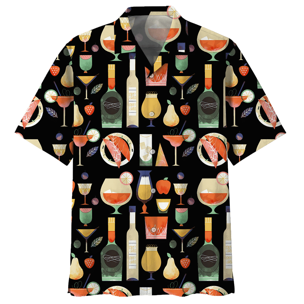 Cocktail Aloha Hawaiian Shirt Colorful Short Sleeve Summer Beach Casual Shirt For Men And Women